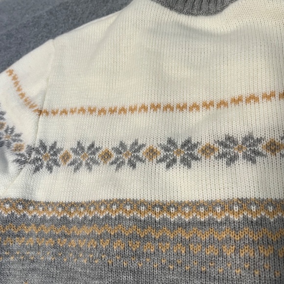Fair Isle Ivory Gray Sweater Womens Large Academia Preppy Winter - Picture 9 of 10